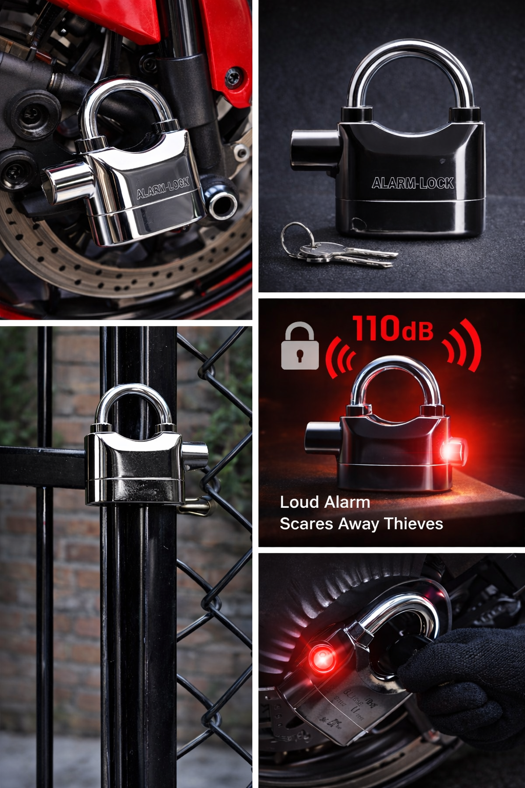 Anti-Theft Alarm Lock for Bike & Gate