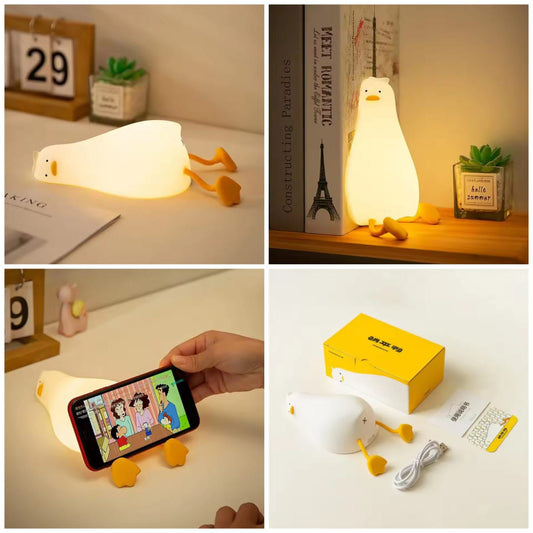 Cute Duck Night Light with Mobile Phone Holder (Rechargeable)