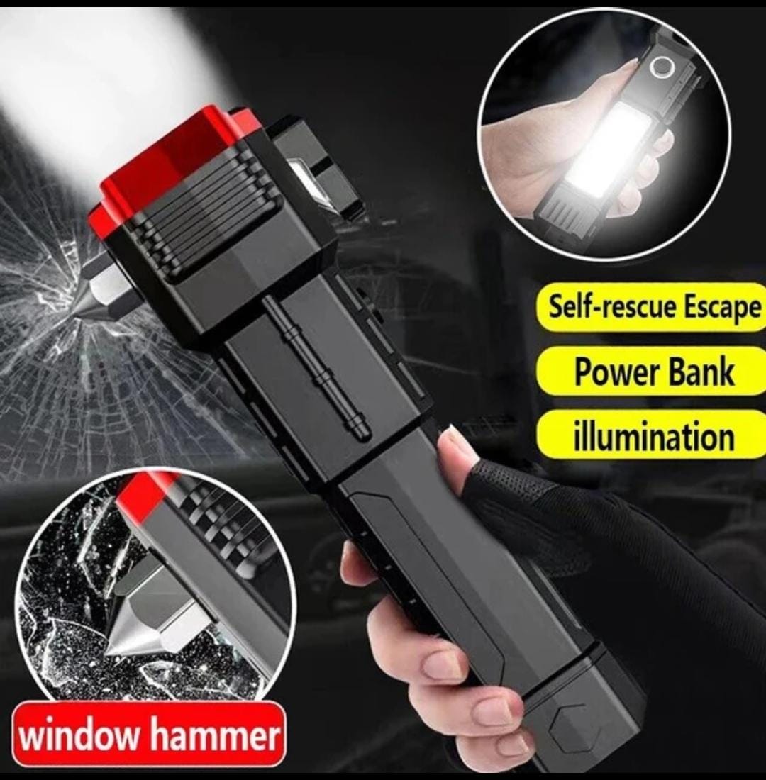 5-in-1 Rechargeable Car Emergency LED Hammer Flashlight
