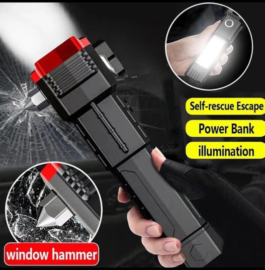 5-in-1 Rechargeable Car Emergency LED Hammer Flashlight